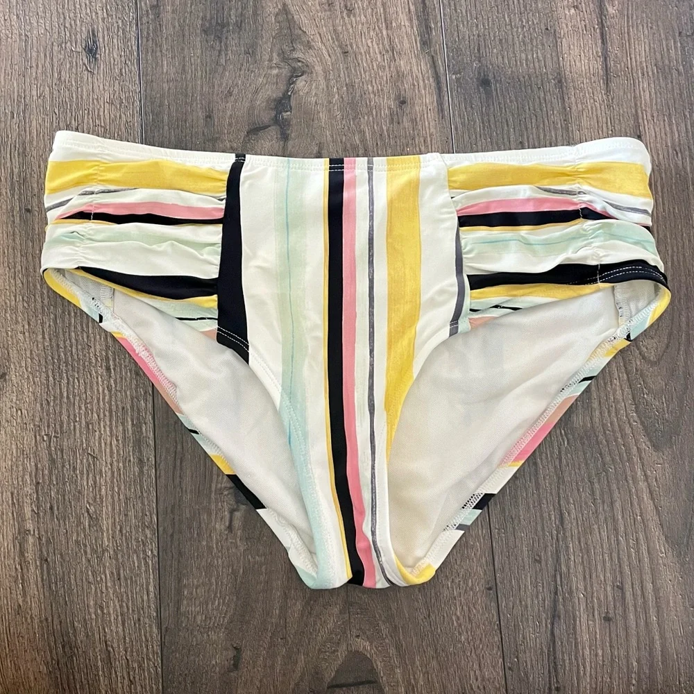 Skye Swimwear Mid Rise Striped Swimsuit Swim Bottoms - Picture 1 of 5